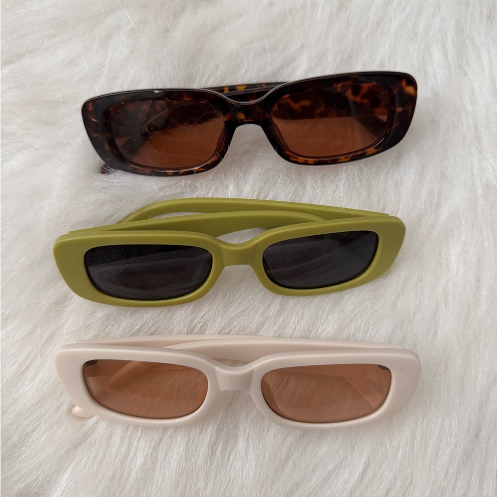 3 Piece Retro 90’s Rectangle Sunglasses